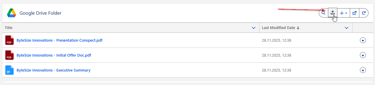 DriveMate Google Drive Folder component - uploading files via button